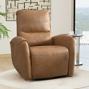 Bonzy Home Electric Power Swivel Recliner USB Ports Adjustable Backrest Reclining Chair with lumbar support pillow Suede Fabric, Brown