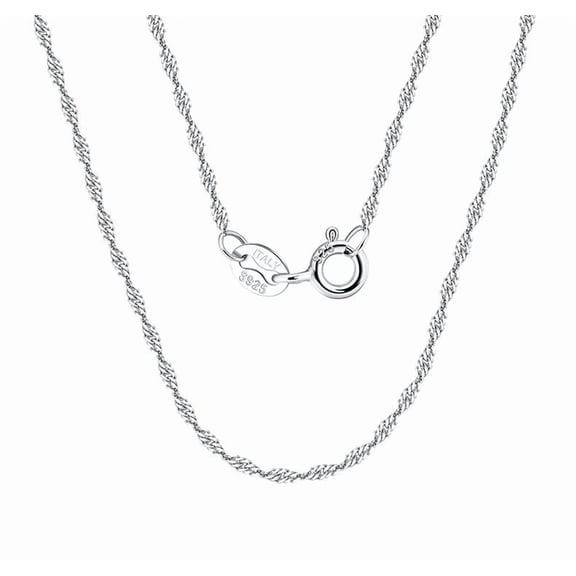 Solid 925 Sterling Silver Twisted Diamond Cut Snake Chain Singapore Necklace N7