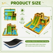 INFLATEFLY 13-in-1 Inflatable Water Slide Park for Backyard, Kids Heavy-Duty Bounce House with Double Slides, Splash Pool, Climbing Wall, 2 Water Cannons, Basketball Hoop