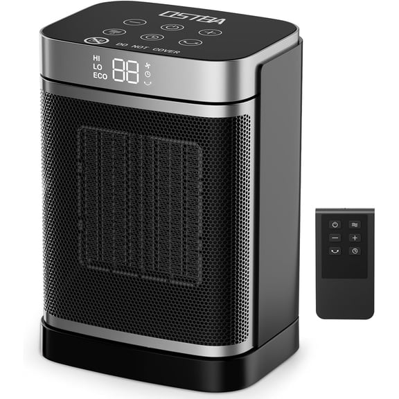 Portable Space Heater for Indoor Use, 1500W Ceramic Electric Heater with ECO Thermostat, 70° Oscillation, Remote & 24H Timer, Safe Quiet Room Heater for Bedroom, Office, Desk, ETL Listed