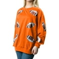 thumbnail image 5 of BODOAO Womens Sparkle Football Sequin Rugby Sweatshirt Game Day Y2K Crewneck Oversized Shirt Long Sleeve Loose Pullover Sequin Rugby Sweatshirt Crewneck Oversized Shirt Fleece Pullover Orange Xxl, 5 of 7