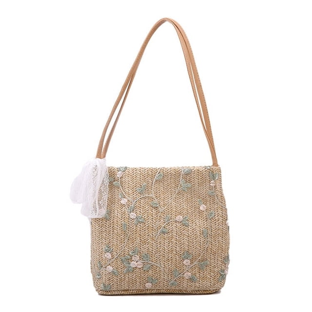 Firefly hope Bolso de hombro tejido para mujer, bolso de mano y neceser, elegante bolso de playa de verano, 23 x 8 x 21 cm (caqui).