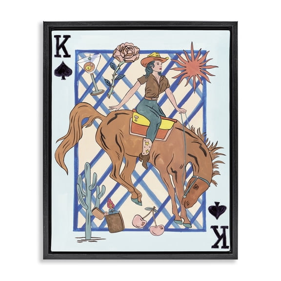Stupell Industries Eclectic Glam Cowgirl with Trinkets Black Floating Frame Canvas Art, 17 x 21, by Melissa Wang