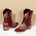 thumbnail image 4 of YLYL Cowboy Boots for Women Ankle Cowgirl Boots Western Flower Embroidered Square Toe Heel Stitched Retro Boots, 4 of 8