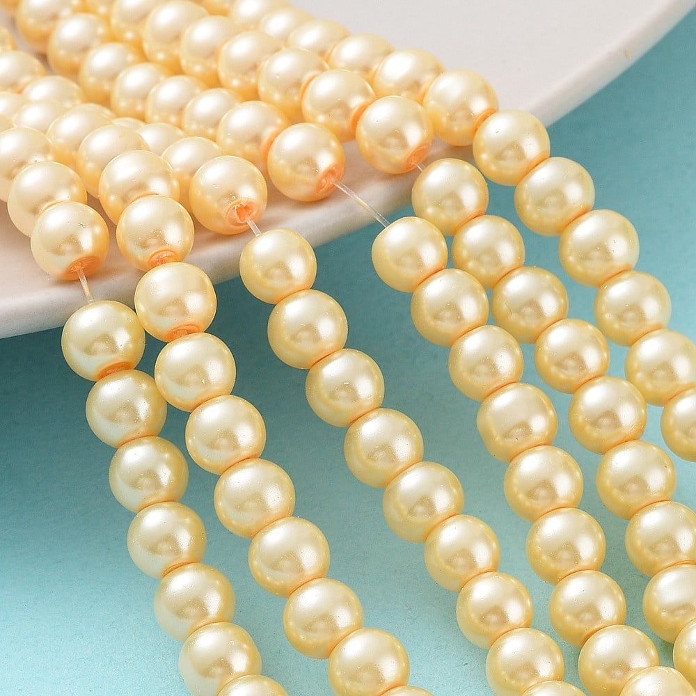 20strands Baking Painted Pearlized Glass Pearl Round Bead Strands Moccasin 6~7mm Hole: 1mm about 135~140pcs/strand 31.4 inch