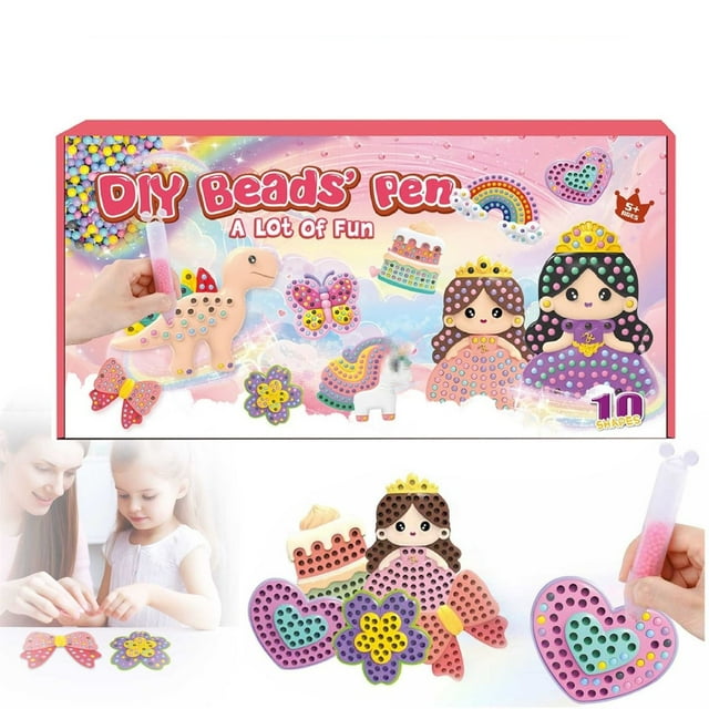 HUASHENG DIY Handmade Bead Painting 5D DIY Children's Art Sticker Kit Creative Stickers Beginner Painting Kit Children (10 Patterns)