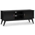 thumbnail image 3 of Draper 60 inch Wide Solid Wood Mid Century Low TV Stand in Black For TVs up to 65 inches, 3 of 13