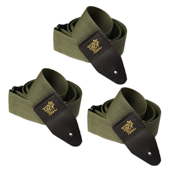 Ernie Ball Polypro Guitar Straps Olive Nylon 2 inches Wide 3 Pack