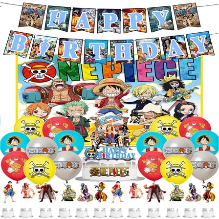ONE PIECE Party Supplies Anime Party Decorations, Balloons, Happy Birthday Banner, Cake and Cupcake Toppers for Kids Birthday Party