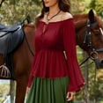 thumbnail image 4 of Womens Renaissance Blouse Fashion Off Shoulder Ruffle Long Sleeve Peasant Tops Medieval Victorian Costume, 4 of 4