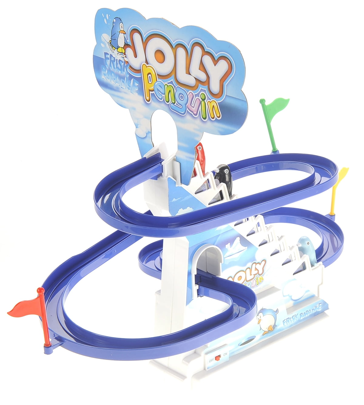 Arctic Action Playful Penguin Race II Stair Climber Toy- Blue