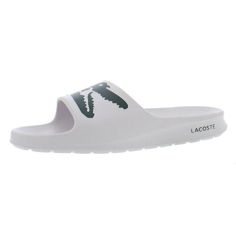 Lacoste Womens Croco Slide Sandals Wht/Dk Grn