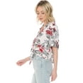 thumbnail image 2 of Cali1850 Women's Oceanside Linen Shirts Short Sleeve Printed Button Down Tie Front Top Collared Blouse, 2 of 6