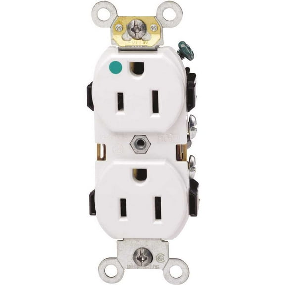 Leviton 8200-HW 15 Amp 125-Volt 2-Pole Hospital Grade Duplex Outlet Straight Blade, White