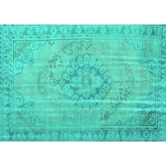 Ahgly Company Machine Washable Indoor Rectangle Persian Turquoise Blue Traditional Area Rugs, 5' x 7'