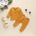 thumbnail image 2 of Fesfesfes Infant Baby Boys Girls Solid Long Sleeve Button Tops + Pants Outfit Set, 2 of 6