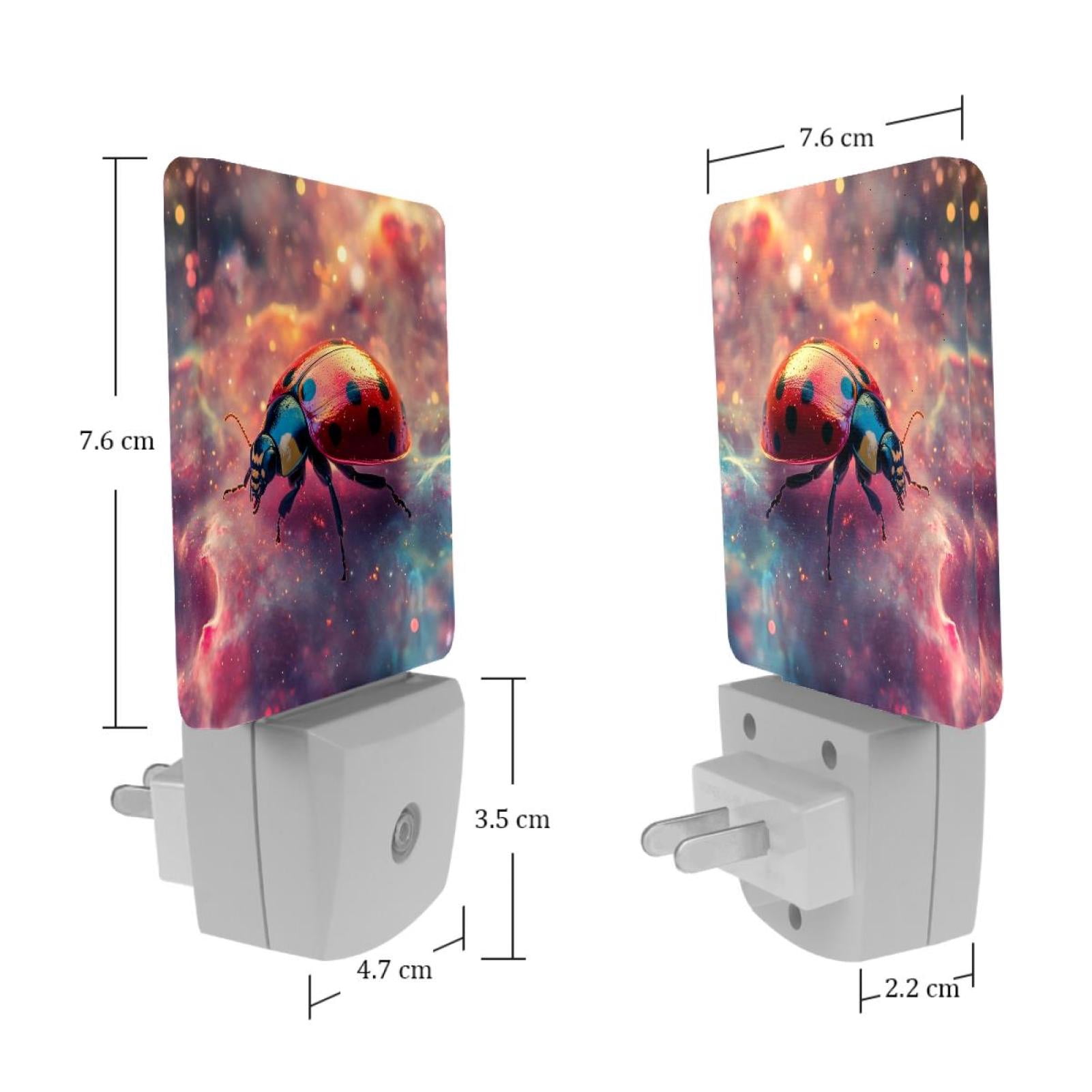 PhooArto Ladybugs Colorful Galaxy Plug in LED Night Light Auto Sensor Dusk to Dawn Decorative Night for Bedroom, Bathroom, Kitchen, Hallway, Stairs, Baby's Room, Energy Saving