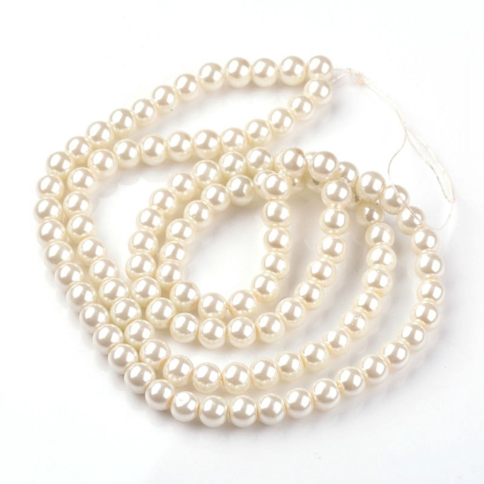 Dyed Glass Pearl Round Bead Strands Creamy White 3~10mm Hole: 1mm 85~230pcs/strand