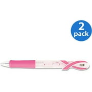 Zebra Breast Cancer Awareness Clip-On Ballpoint Retractable Pen, Black/Red Ink, Fine, 2-Count