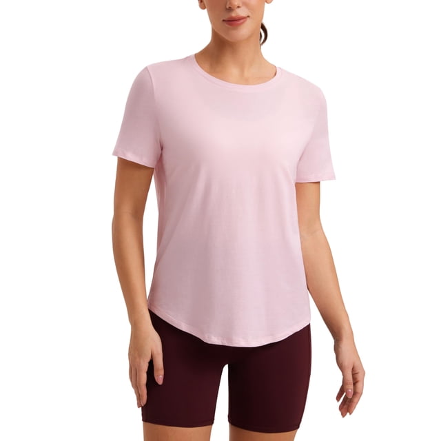 Remera CRZ YOGA de Algodón Pima Suave con Cuello Redondo Rosa XL