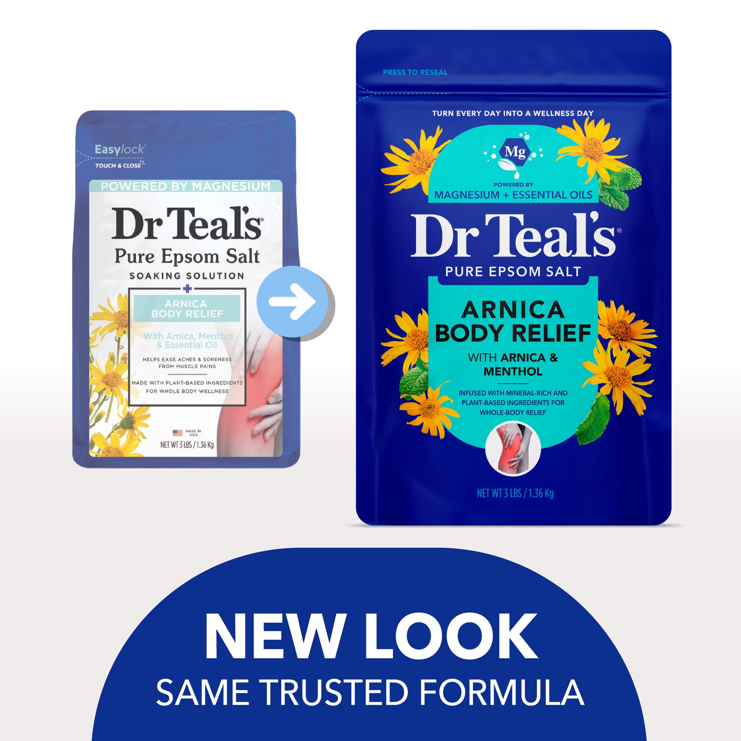 Dr Teal's Arnica Body Relief Epsom Salt Soak with Menthol, 3 lbs