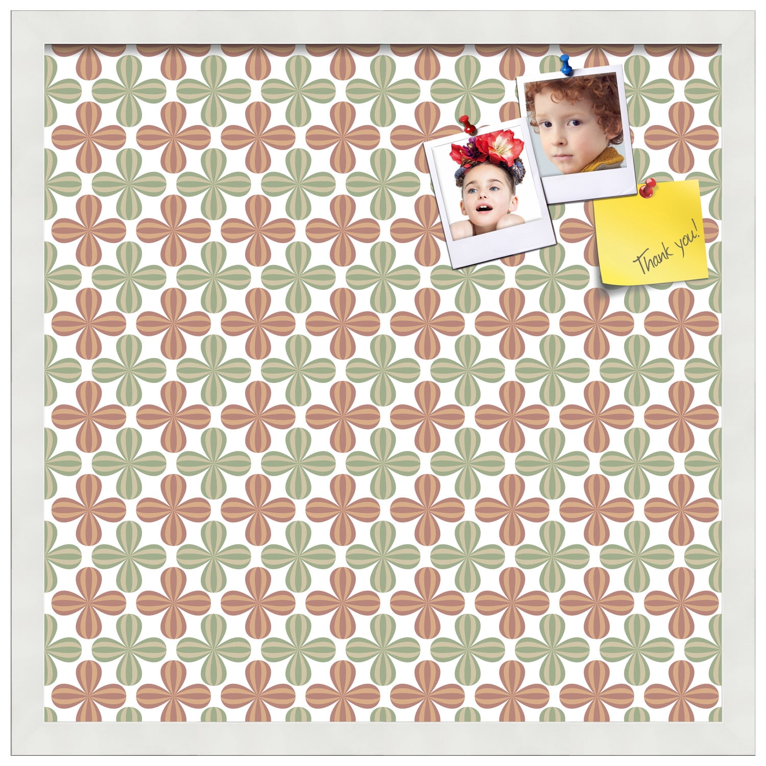 PinPix ArtToFrames 18x18 Custom Cork Bulletin Board    Poster Board Has a Fabric Style Canvas Finish, Framed in Satin White Frame (PinPix-558)