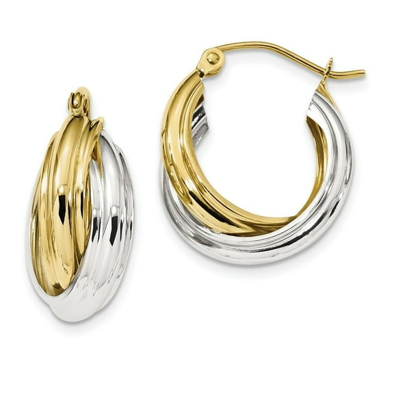 Primal Gold 10 Karat Yellow and White Gold Double Hoop Earrings