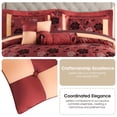 thumbnail image 4 of Lanco Floral 7 Piece Wine Gold Comforter Set , King Size , Flocking Girls Bedding , All Season Bedding Set Cozy Home Decor, 4 of 6