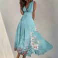 thumbnail image 1 of Fankiway Robe Longue Sans Manches à Col en V Imprimée Mode Printemps/été pour Femmes Robes de Plage Grande Taille pour Femmes, 1 of 5