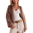 thumbnail image 1 of Cárdigan D-Sun casual con estampado de leopardo y botones para mujer, 1 of 5