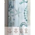 thumbnail image 6 of Teal Seahorse Sheer Curtains 63 Inch Long 2 Panels, Summer Shell Coral Watercolor Nautical Light Filtering Rod Pocket Curtains, Sheer Voile Drapes for Living Room Bedroom, 52"x63", 6 of 8