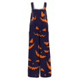 thumbnail image 4 of EANJE Halloween Overalls for Women, Sleeveless Spaghetti Strap Jumpsuit with Pockets, Print Wide Leg Baggy Romper, Adjustable Straps Fall Holiday Party Outfit Navy XL, 4 of 6
