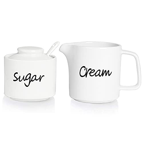 Porcelain Sugar bowl and Creamer Set of 3,White