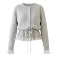 thumbnail image 5 of Likimi Womens Knit Cardigan With Lace Trim Crew Neck Long Sleeve Solid Color Sweater For Women Everyday Wear Casual Soft Tops Size Xl, 5 of 5
