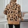 thumbnail image 4 of Aueoeo Women Leopard Sweater Fashion Print Crew Neck Print Fall Winter Long Sleeve Pullover Fashion Knitted Sweater, 4 of 9
