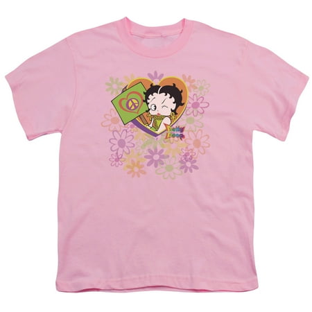 - Betty Boop/Peace Love And Boop Big Boys Youth Shirt (Pink, Large)
