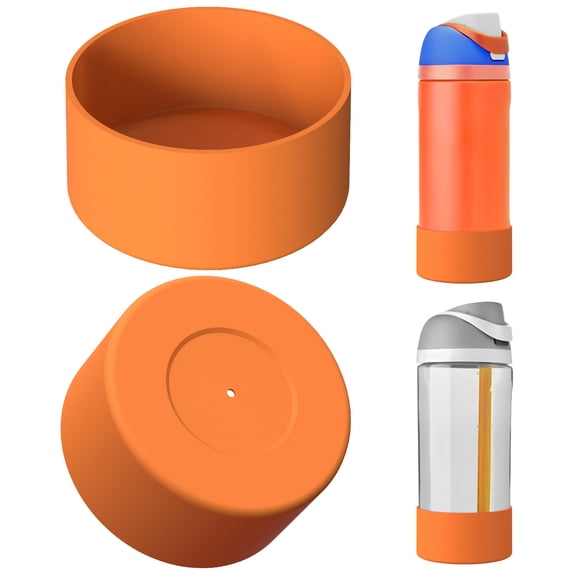 Linkidea 2 Pack Water Bottle Boot Compatible with Owala FreeSip 16oz, FreeSip Tritan 25oz, Silicone Anti-Slip Bottle Bottom Bumper Protector (Orange)