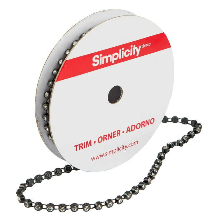 第一ネット 1/8 Black Trim, Simplicity inch Trim Strand Rhinestone Clear 裁縫材料