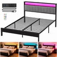 thumbnail image 1 of Base Cama Kingsize Cabecera Repisas Luz Led Usb C Contactos, 1 of 9