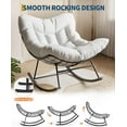 thumbnail image 7 of Outdoor Papasan Rocking Chair, Oversized Lounge Chair with Metal Frame, Patio Rattan Egg Rocker for Balcony Backyard Porch Bedroom, White, 7 of 7