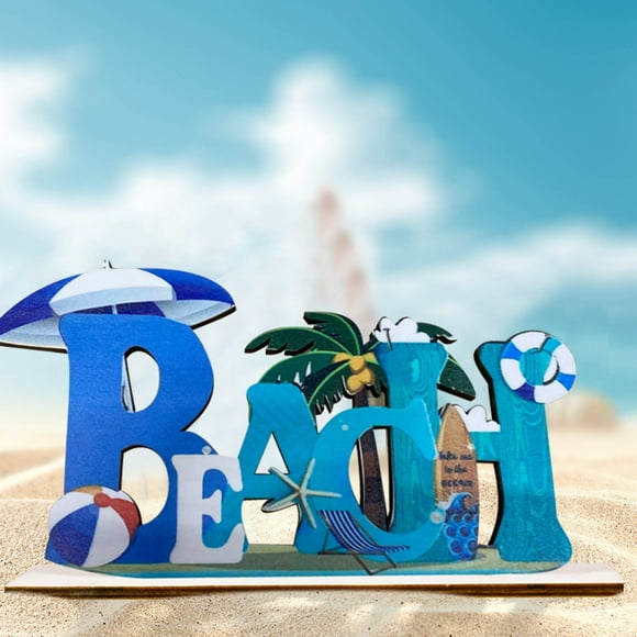 ⚡ Big Sale ! Wooden Nautical Ornament Beach Sea Plaque Board Table Adornments Marine Coastal Theme Home Decorations Blue