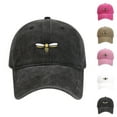 thumbnail image 2 of hengsof Vintage Washed Baseball Cap with Floral Bee Embroidery, Adjustable Baseball Cap for Men Women, 2 of 5