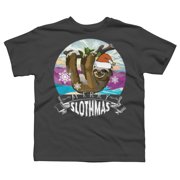 Merry Slothmas - Funny Christmas Pajama for Sloth Lovers Boys Charcoal Gray Graphic Tee - Design By Humans XS