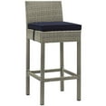 thumbnail image 2 of Afuera Living Rattan Outdoor Bar Stool in Light Gray and Navy (Set of 2), 2 of 4