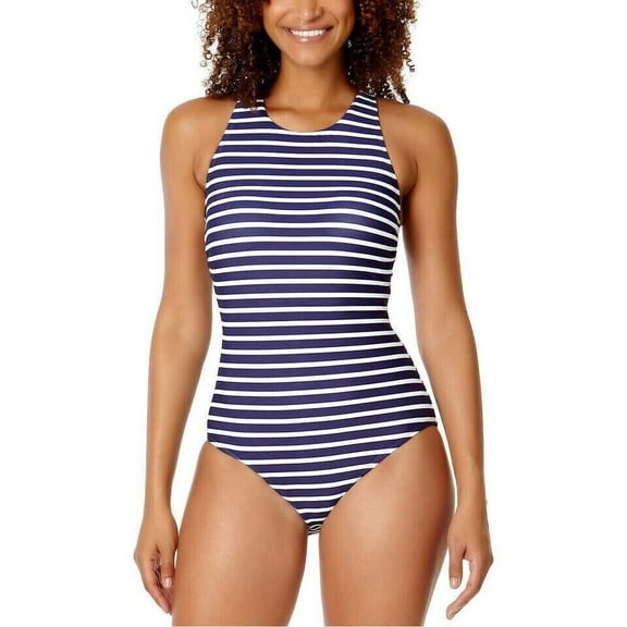 Lands' End Women's UPF 50 Removable Cups Swimsuit, Size M, Navy