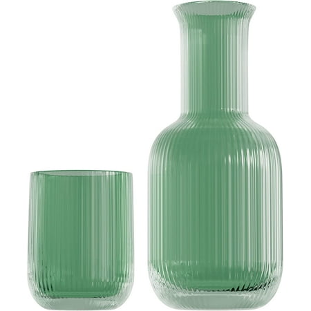 

American Atelier Bedside Water Carafe with Tumbler 28-Ounce Pitcher and Matching Drinking Glass Green