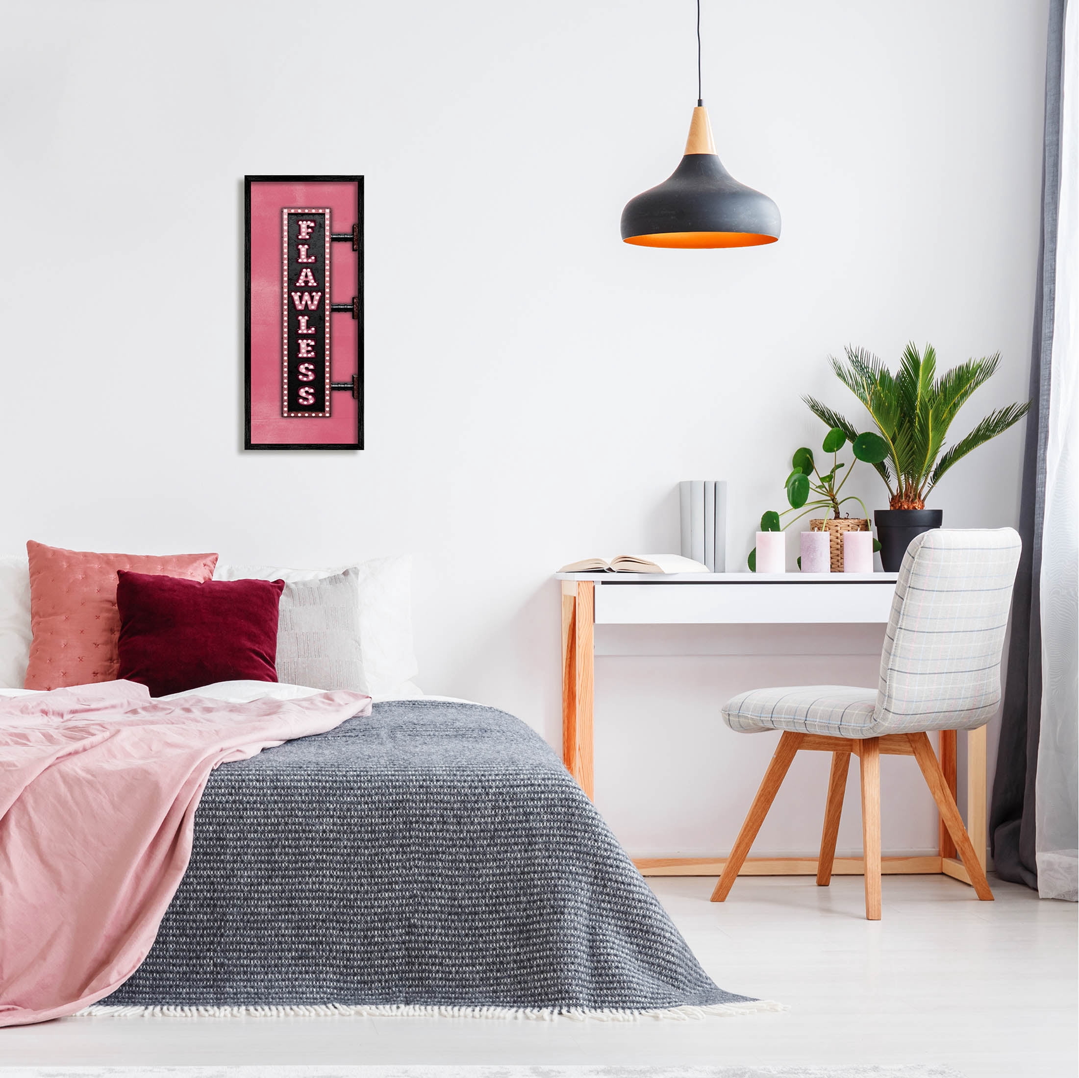 Stupell Industries Pink Flawless Retro Lights Sign Graphic Art Black Framed Art Print Wall Art, Design by JJ Design House LLC