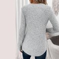 thumbnail image 6 of larppty Women's Pullover Lightweight Sweaters, Long Sleeve V Neck Ribbed Knit Shirts Casual Button Blouses Tunic Tops 2025 Fall Fashion (Light Gray, M), 6 of 7