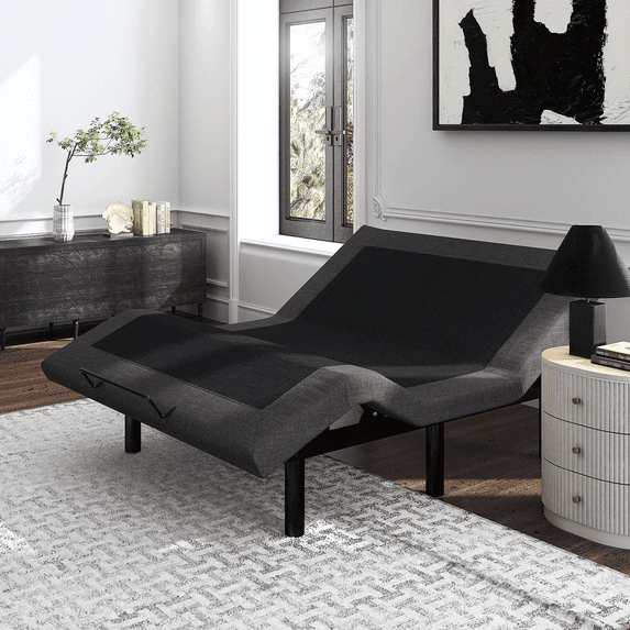 Einfach Full Size Adjustable Bed Frame with Wireless Remote (Bed Base Only), Upholstered