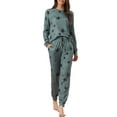 thumbnail image 1 of Conjunto de pijama de manga larga para mujer INSPIRE CHIC, sudadera de punto con estampado de estrellas, 2 piezas, ropa de dormir, L gris, 1 of 6